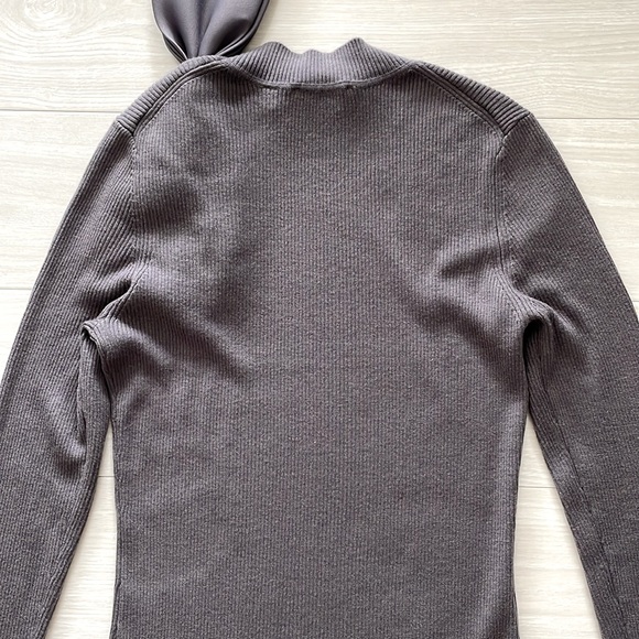 Ted Baker London Grey Cashmere Blend Knit Top w/ Shoulder Bow - Picture 10 of 13